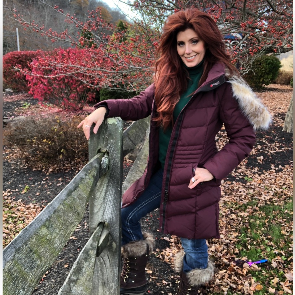 Pajar Maroon Burgundy Down Puffer Coat with Faux Fur Trim - Picture 2 of 16